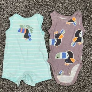 Baby boy romper and sleeveless onesie